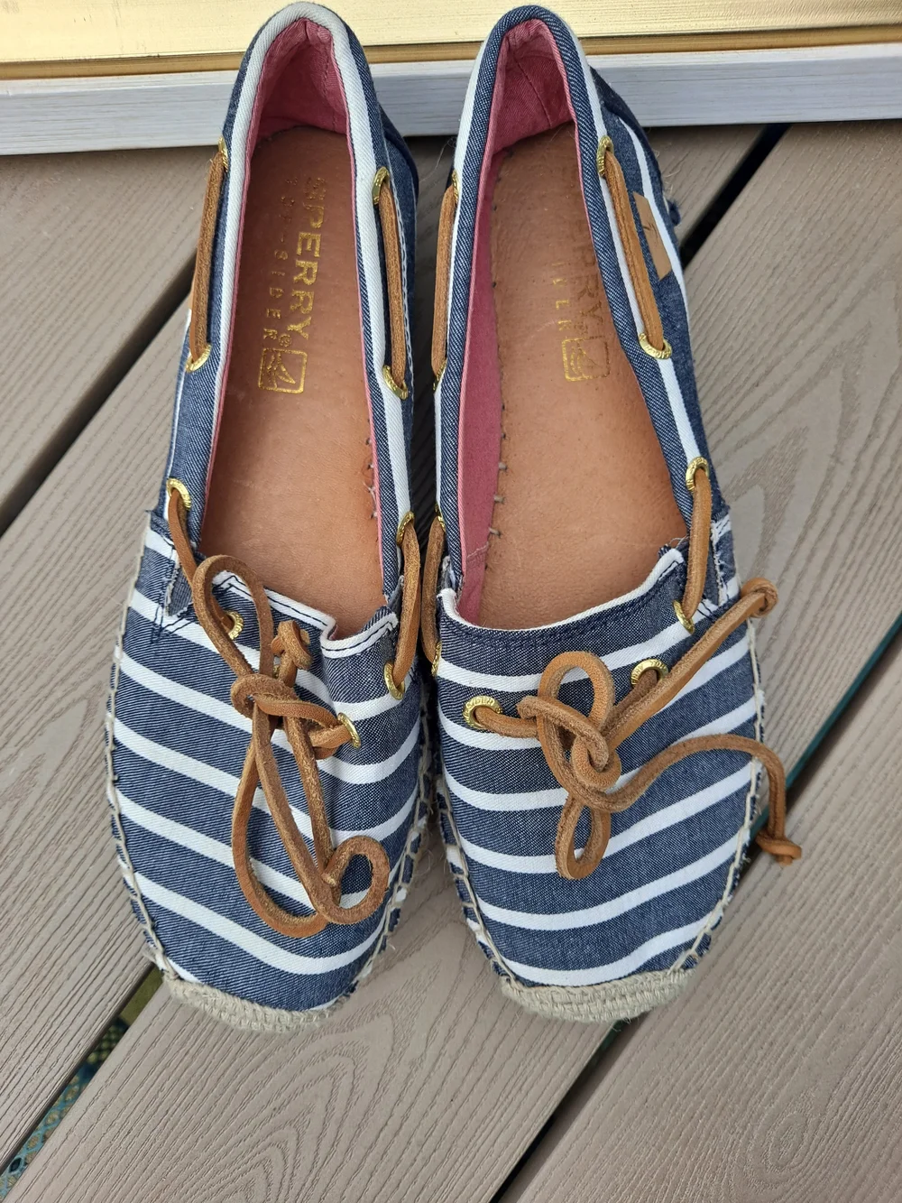 Sperry Topsider Breton Navy White Breton Stripe Espadrille Canvas Jute Boat Shoe